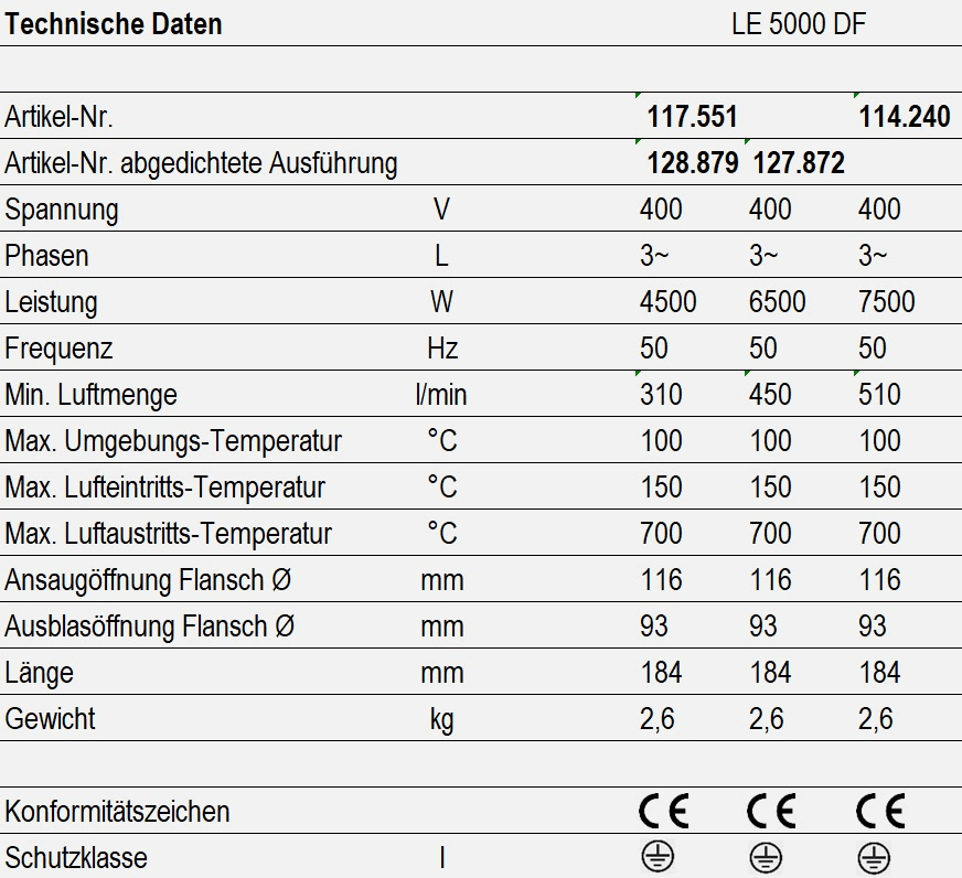 LE 5000 DF - technische Daten